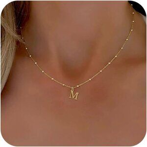 Initial Necklaces for Women, Dainty A-Z Pendant Letter Charm Necklace Personaliz